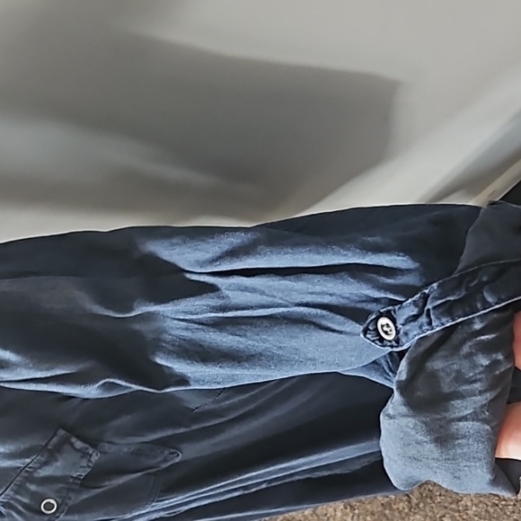 Cato Dark Chambray Snap Front Long Sleeve Blouse NWOT - Picture 8 of 14